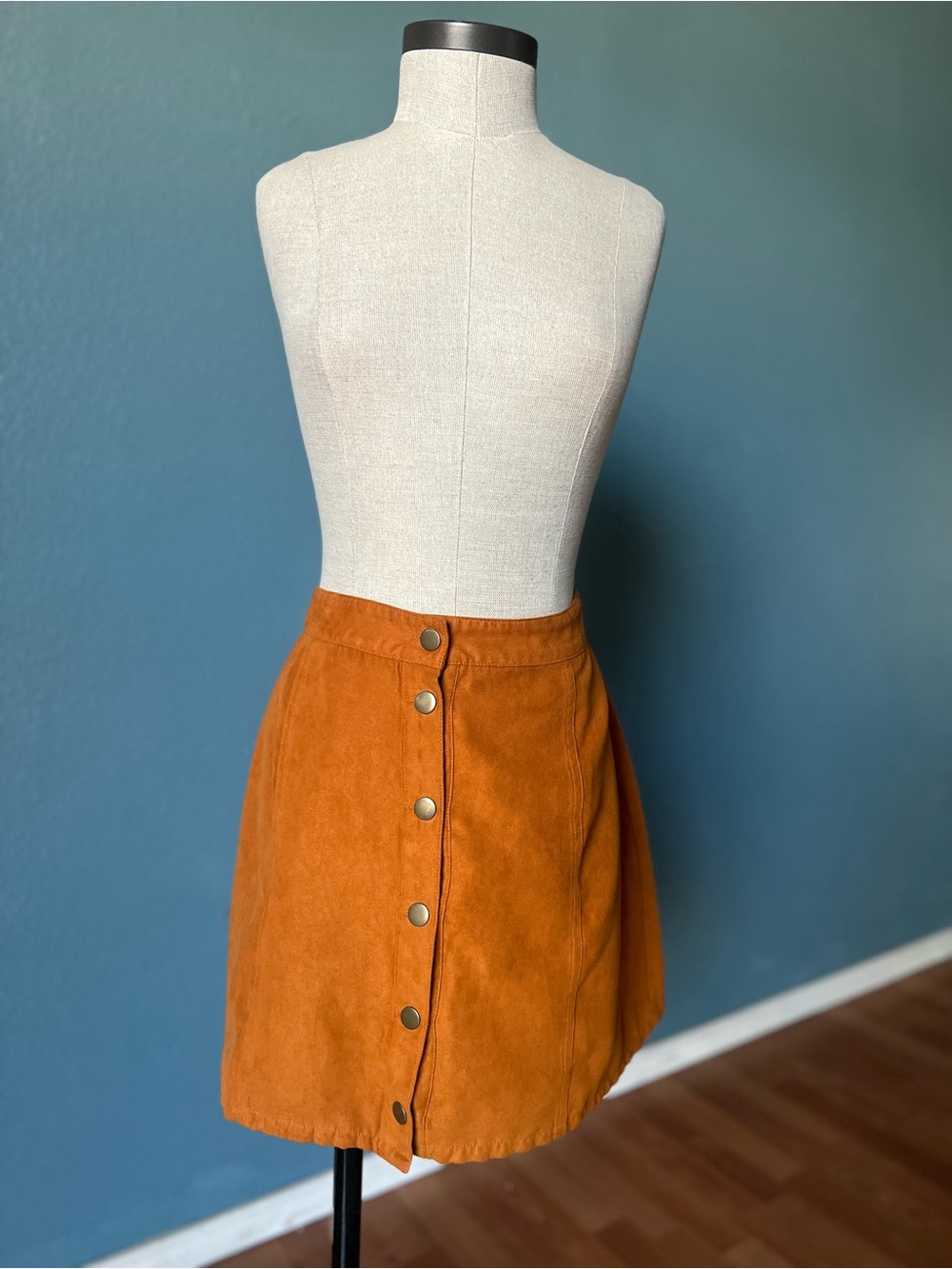 Arizona Jean Company Rust Orange Button-Front Mini Skirt